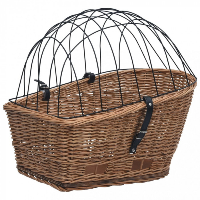 Cos portbagaj bicicleta cu capac 55x31x36 cm, rachita naturala GartenMobel Dekor