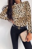 Bluza Body Dama Leopard Maneca Lunga Guler Inalt Animal Print S M L XL