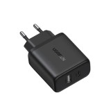 Incarcator Retea UGREEN X227, 20W, 3A, 1 x USB-A - 1 x USB-C, Negru