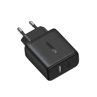 Incarcator Retea UGREEN X227, 20W, 3A, 1 x USB-A - 1 x USB-C, Negru foto