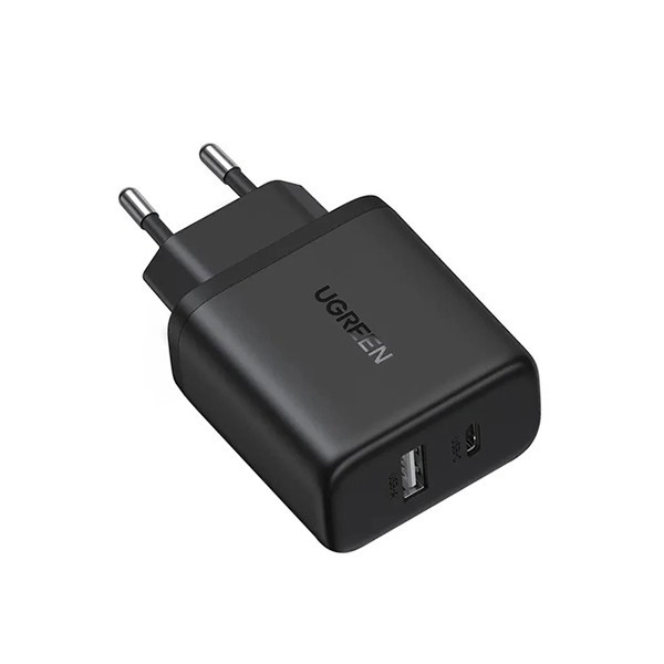 Incarcator Retea UGREEN X227, 20W, 3A, 1 x USB-A - 1 x USB-C, Negru