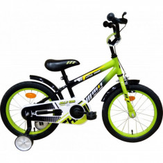 Bicicleta Copii 4-6 Ani, cu Roti Ajutatoare, Jolly Kids IBY16 BIC16 Verde foto
