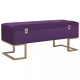 Bancheta cu un compartiment de depozitare violet 105cm catifea GartenMobel Dekor, vidaXL