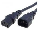 Cablu Alimentare IEC C13 mamă - IEC C14 tată 1m negru 10A 250V