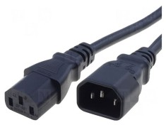 Cablu Alimentare IEC C13 mamă - IEC C14 tată 1m negru 10A 250V