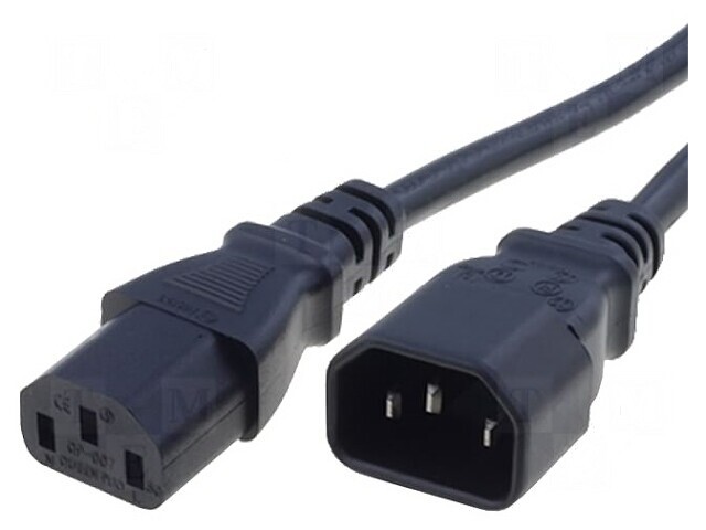 Cablu Alimentare IEC C13 la C14 2m Negru 10A 250V