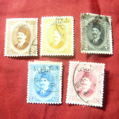 Serie mica Egipt 1924 - Rege Fuad I ,supratipar -amiri- in araba , 5 valori