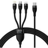 Cablu alimentare si date Baseus Flash Series II One-for-three, pt. smartphone, USB Type-C la Micro-USB+Lightning+USB Type-C 100W, 1.5m,negru
