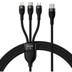 Cablu alimentare si date Baseus Flash Series II One-for-three, pt. smartphone, USB Type-C la Micro-USB+Lightning+USB Type-C 100W, 1.5m,negru