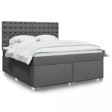 VidaXL Pat box spring cu saltea, gri &icirc;nchis, 180x200 cm, textil 3292882