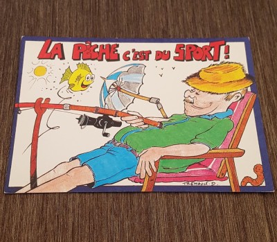 Carte Poștală Umoristică Vintage &amp;ndash; Pescar Amuzant, Ilustrație foto