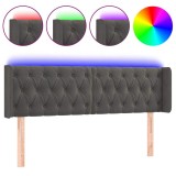 Cumpara ieftin Tablie de pat cu LED, gri inchis, 163x16x78/88 cm, catifea