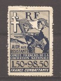 Franta 1943-Ajutor de rezistență-Comisia Franceza pentru Eliberare Nationala,MNH, Nestampilat