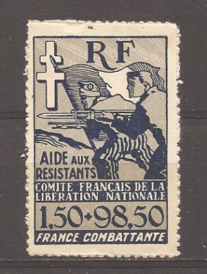 Franta 1943-Ajutor de rezistență-Comisia Franceza pentru Eliberare Nationala,MNH foto