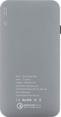 Acumulator extern Tellur Quick Charge 3.0, 5000 mAh, Cablu 3 in 1 inclus, Gri foto