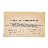 Gheorghe Marinescu, carte de vizită cu text olograf