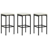 Cumpara ieftin Taburete de bar cu perne, 3 buc., negru, poliratan
