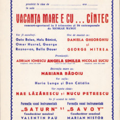 HST A458 Afiș concert Angela Similea Nae Lăzărescu Savoy România comunistă