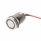 Buton tactil SPST 19mm inox, LED rosu verde, NO, 12-24V DC, 0.2A, IP67, cu revenire