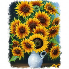 Sticker decorativ, Floarea Soarelui, Galben, 70 cm, 6622ST
