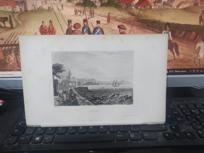 Gravură &amp;icirc;n oțel, Genes, Geneva, Rouargue, Paris 1853, 035 foto