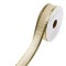 Panglică Decorativă Brad Crăciun, Model Ecru cu Fir Auriu, Lungime 5m, Lățime 22mm, Poliester