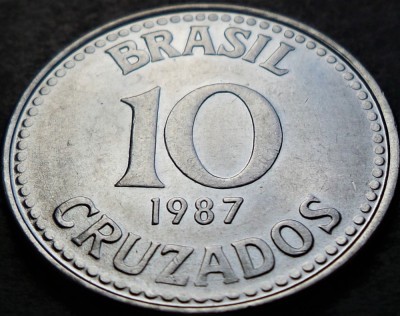 Moneda EXOTICA 10 CRUZADOS - BRAZILIA, anul 1987 * cod 4761 A foto