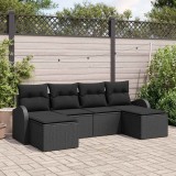 Set canapea modulară grădină vidaXL cu perne, poliratan negru