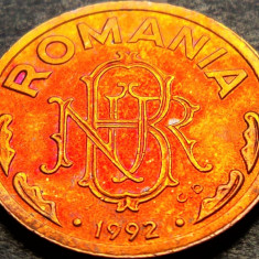 Moneda 1 LEU - ROMANIA, anul 1992 * cod 1116 K = UNC patina curcubeu