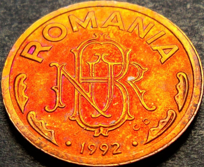 Moneda 1 LEU - ROMANIA, anul 1992 * cod 1116 K = UNC patina curcubeu foto