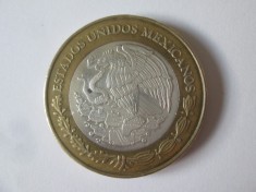 Rara! Mexic 100 Pesos 2004 bimetalica cu argint 925 moneda comemorativa statul Tabasco prima editie,greutate=34 grame/diametrul=39 mm