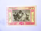 Rar! Congo bilet UNC de 11 Francs Loteria Colonială Congo Belgian 1953 seria:235353,produsul din imagini