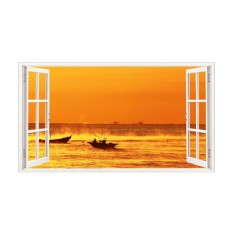 Sticker decorativ, Fereastra 3D, Apa, 85 cm, 527STK