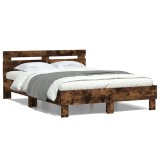 Cumpara ieftin Cadru de pat cu tablie stejar fumuriu 120x200 cm lemn prelucrat
