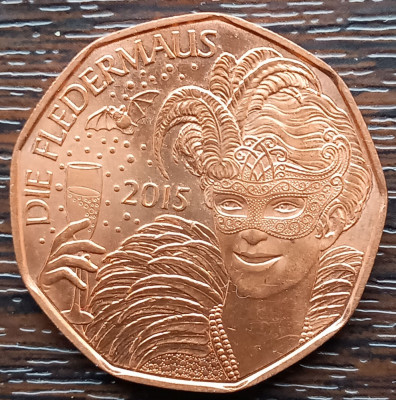 (M2016) MONEDA AUSTRIA - 5 EURO 2015, ANUL NOU - LILIACUL DE OPERETA SI BALUL foto