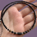 Colier la baza gatului din turmalina neagra, onix, obsidian si ochi de tigru - protectie energii negative