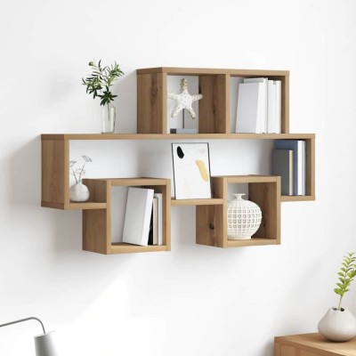 vidaXL Raft de perete stejar artizanal 82 x 15 x 51 cm Lemn compozit 875183 foto