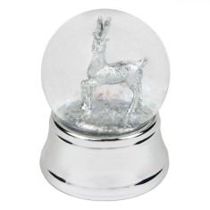 Glob Lichid Decorativ Craciun, Model Cerb, LED, Argintiu, 7x8cm, Baterie Inclusa