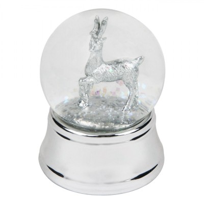 Glob Lichid Decorativ Craciun, Model Cerb, LED, Argintiu, 7x8cm, Baterie Inclusa foto