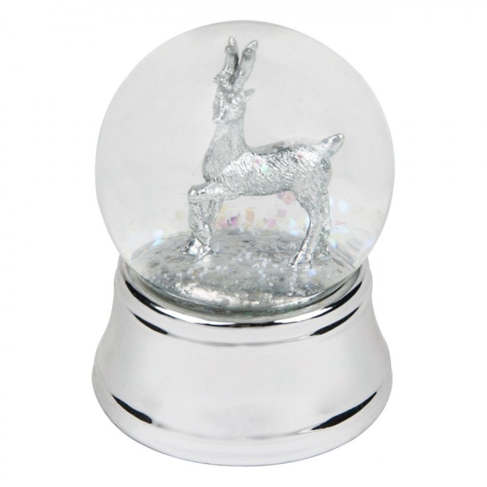 Glob Lichid Decorativ Craciun, Model Cerb, LED, Argintiu, 7x8cm, Baterie Inclusa