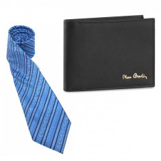 Gentleman Cadou Portofel Pierre Cardin piele naturala cu protectie RFID Cravata Matase Naturala foto