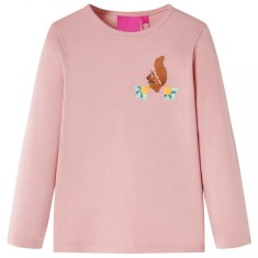 Tricou de copii cu m&acirc;neci lungi, roz deschis, 128
