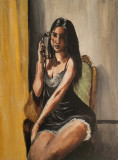 Portret de fetiță, pictură acrilica pe p&acirc;nză 30x40 cm
