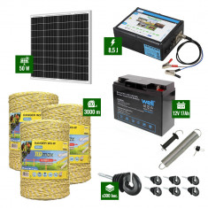 Pachet Gard electric 8,5J putere cu Panou Solar si 3000m de fir 160Kg