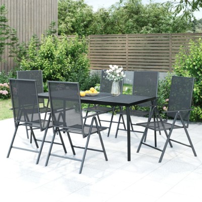 vidaXL Set de masă pentru grădină, 7 piese, antracit, oțel 3187981 foto