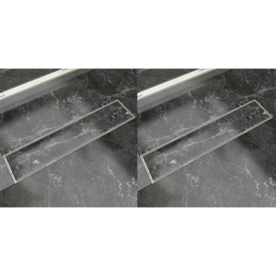 vidaXL Rigolă liniară duș, 2 buc, 530 x 140 mm, oțel inoxidabil foto
