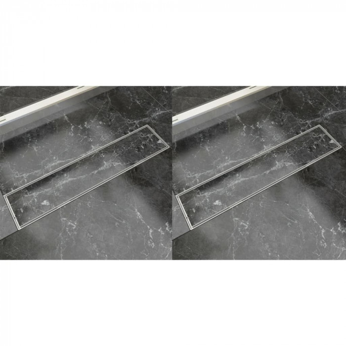 vidaXL Rigolă liniară duș, 2 buc, 530 x 140 mm, oțel inoxidabil