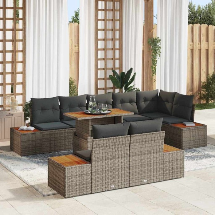 vidaXL Set de masă pentru grădină 9 pcs Gri și Brown 100 x 55 x 73 cm 3350081