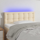 VidaXL Tăblie de pat cu LED, crem, 90x5x78/88 cm, textil