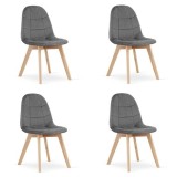 Set 4 scaune bucatarie/living, Artool, Bora, catifea, lemn, gri inchis, 44.5x54x81.5 cm GartenVIP DiyLine